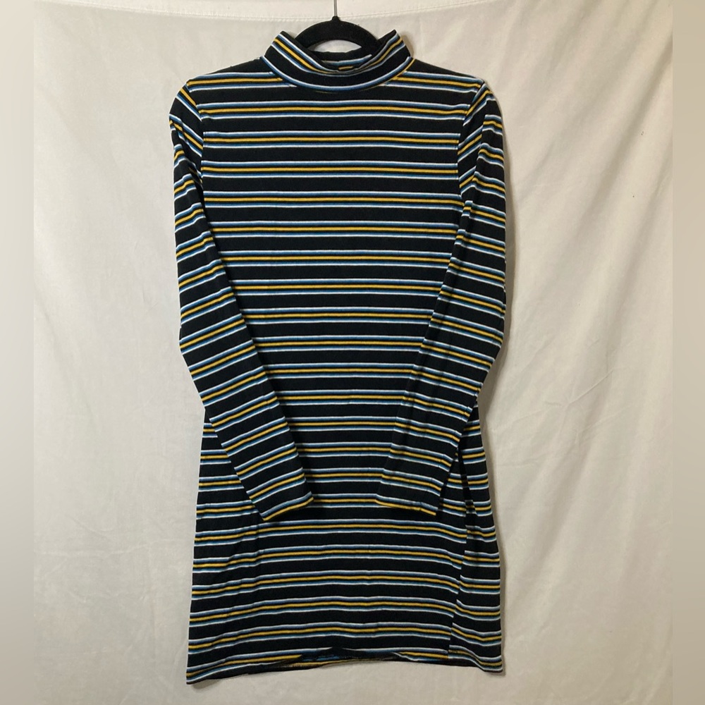 Striped Bodycon Mini Dress💙💛🤍